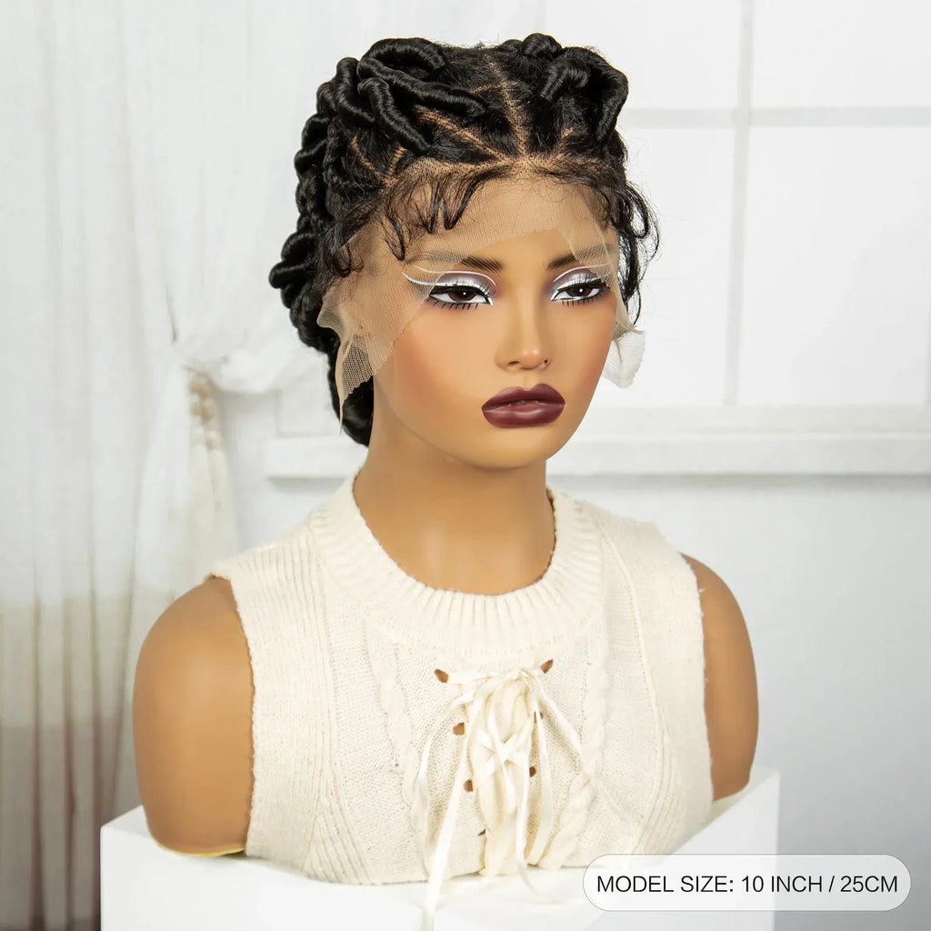 3-in-1 Handmade Bantu Braids Wig | Faux Locs Option | Full Lace | Baby Hair