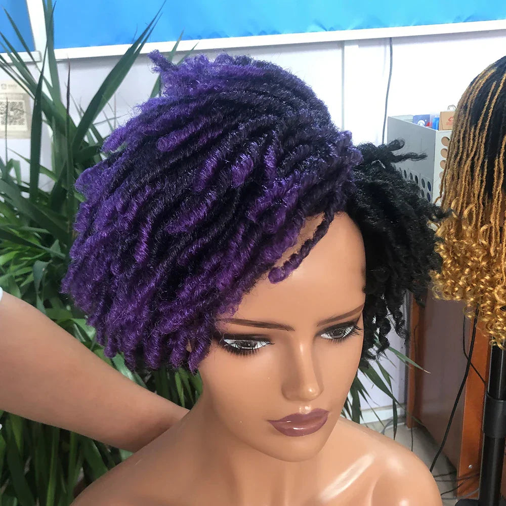 10" Braided Bob Wig | Afro Dreadlock Wig | Curly Ends | Synthetic Crochet Wig | Cosplay