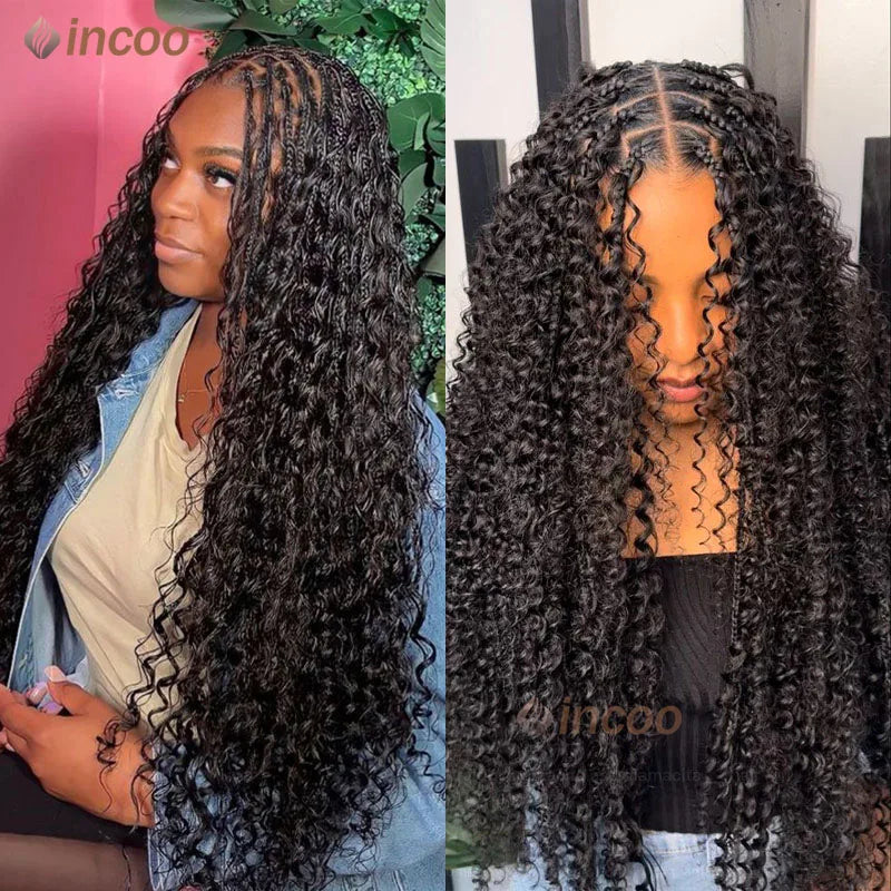 36" Ombre Goddess Locs Braids Wig | 360 Lace Front | Baby Hair | Bohemian Style