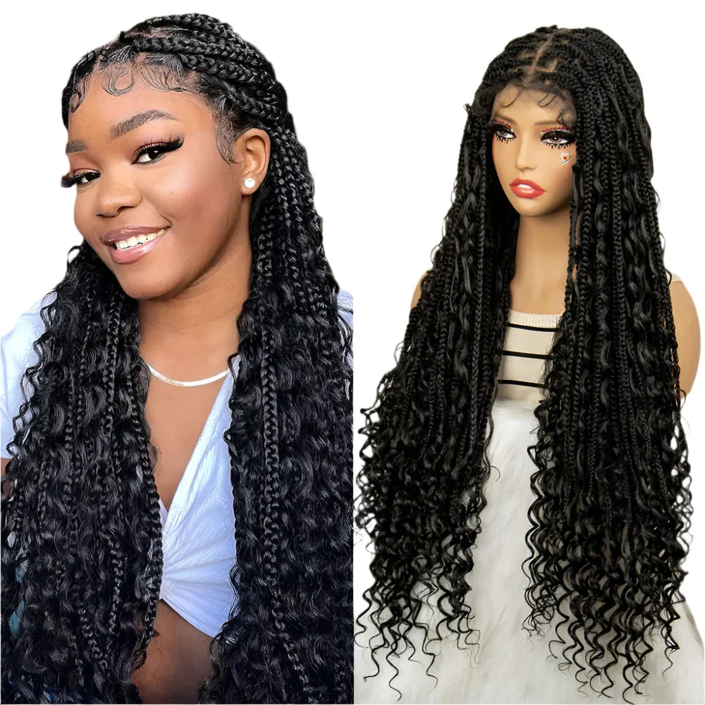 32 Inch Senegalese Twist Braided Wig - Knotless - Full Lace - Synthetic - with Baby Hair