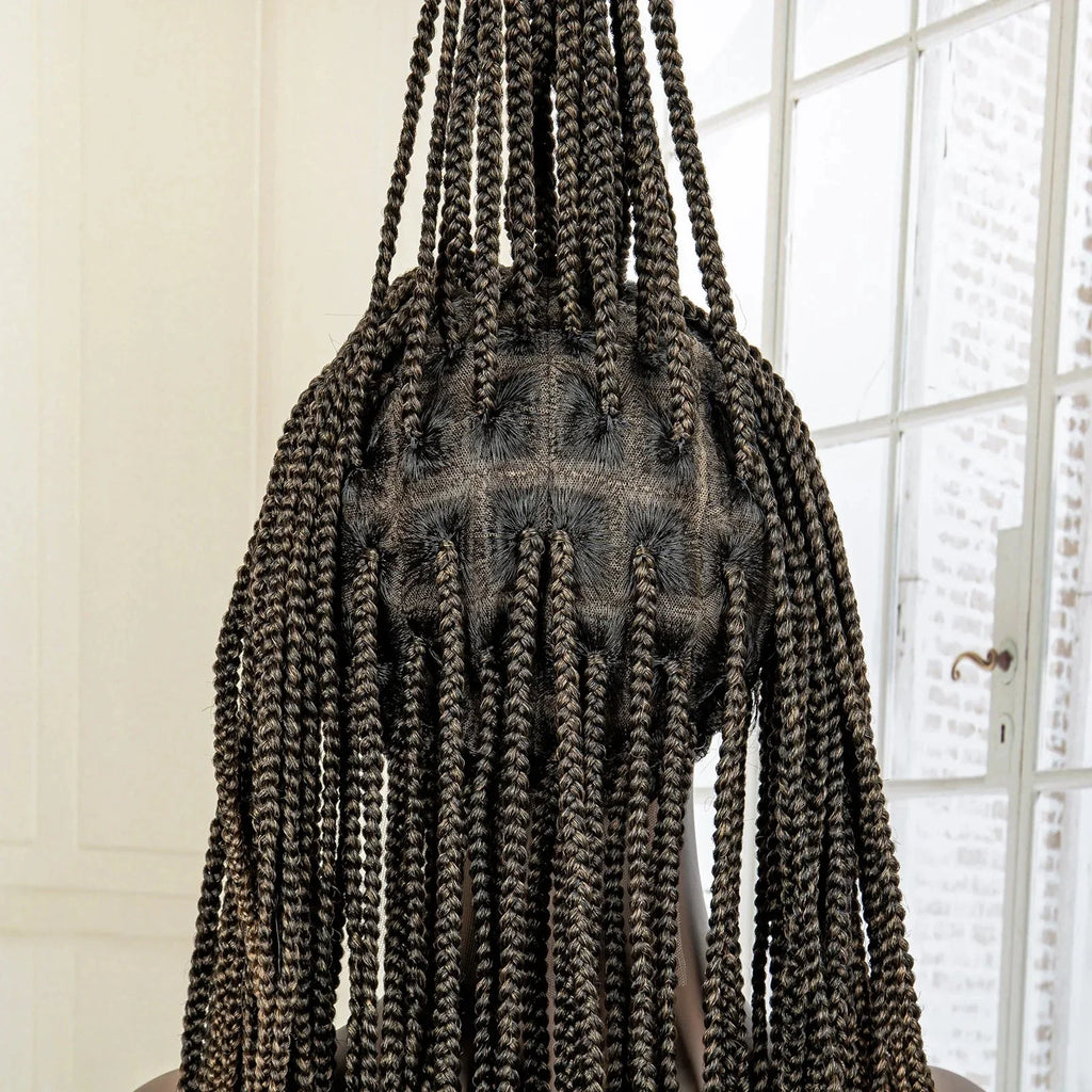 24" Full Lace Knotless Box Braided Wig | Lace Frontal Cornrow Braids | Baby Hair Synthetic Wig for Women