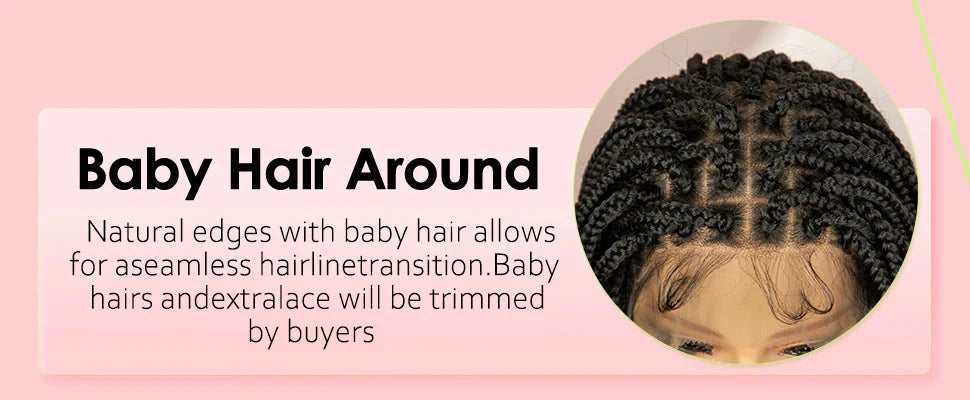 16" Short Brown Box Braided Full Lace Wig | Curly Ends | African Braids | Black Women