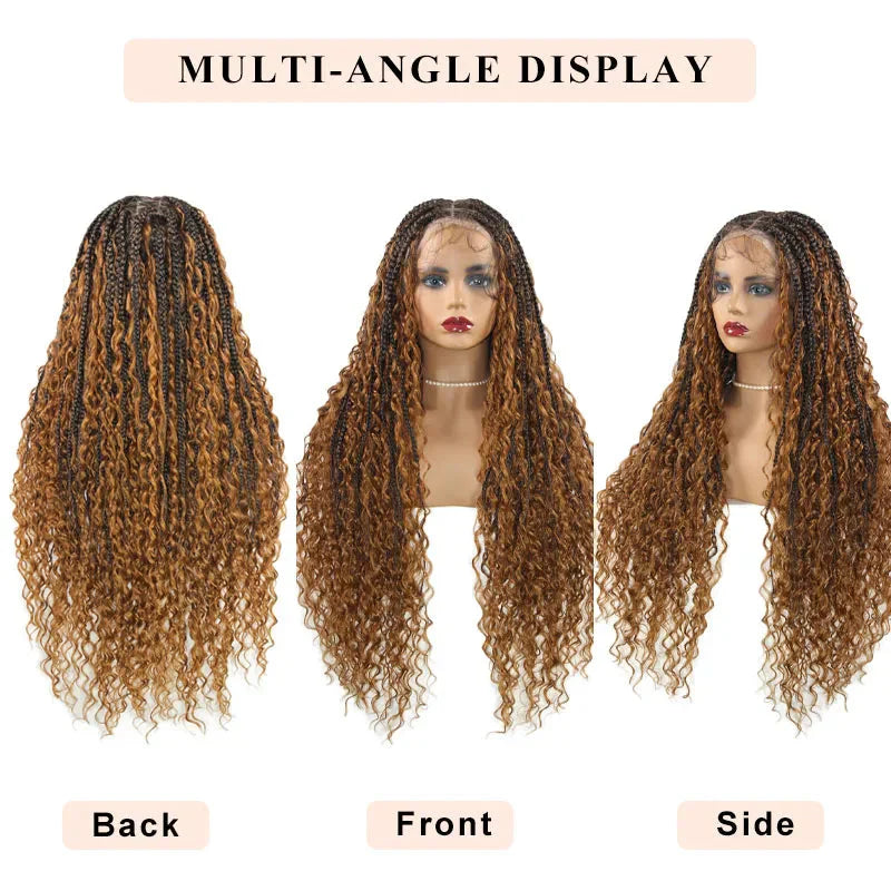 36" Ombre Goddess Locs Braids Wig | 360 Lace Front | Baby Hair | Bohemian Style