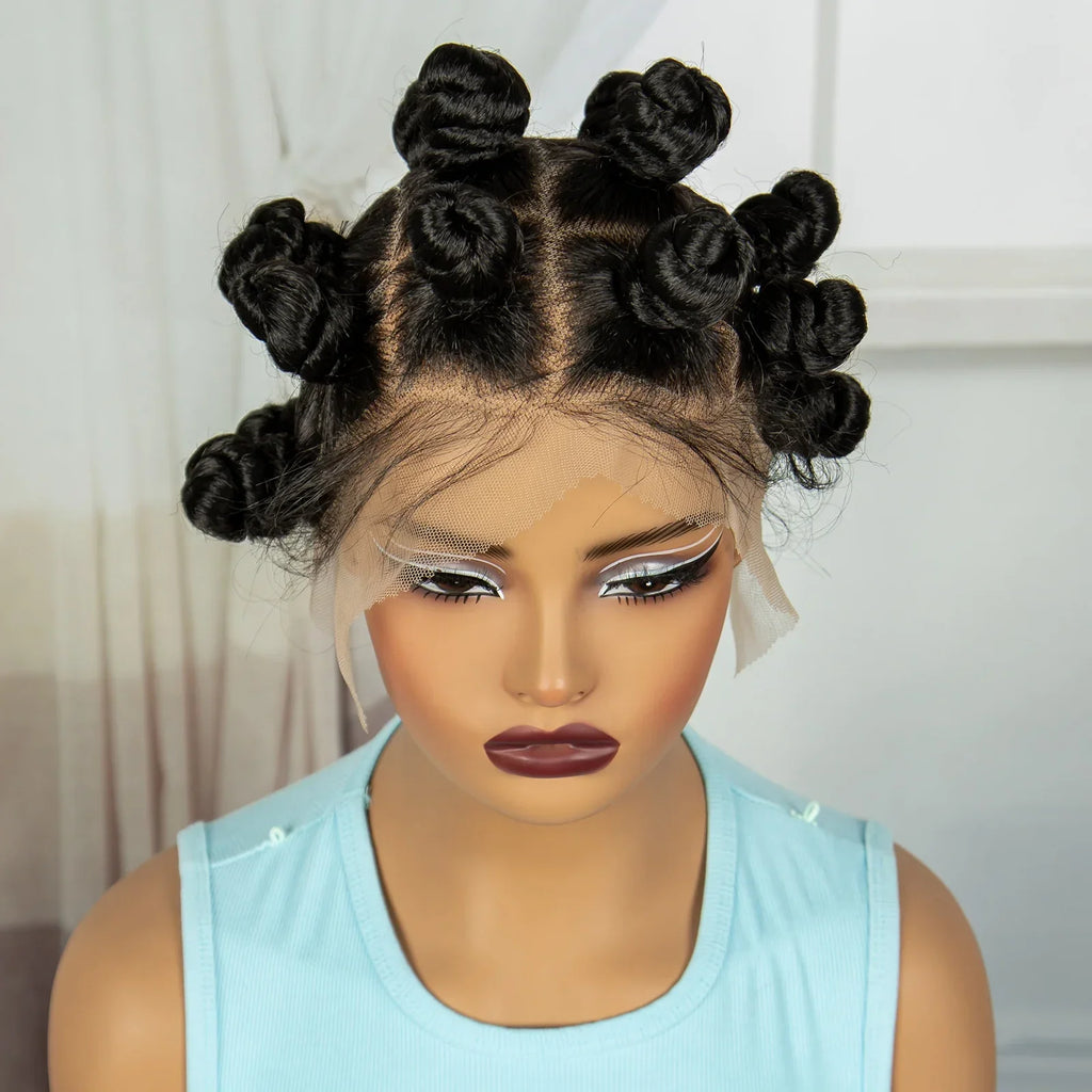 3-in-1 Handmade Bantu Braids Wig | Faux Locs Option | Full Lace | Baby Hair