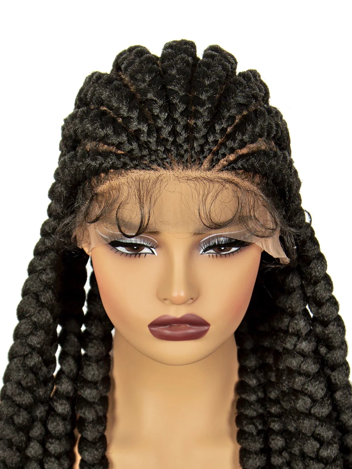 36" Cornrow Knotless Braids Wig | Full Lace Frontal | Baby Hair | Cosplay