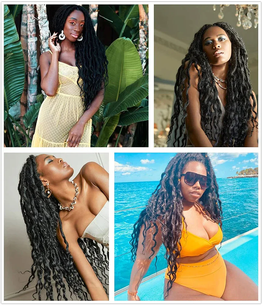 32" Ombre Brown Faux Locs Wig | 13x4 Lace Frontal | Baby Hair | Crochet Braids | X-TRESS Wigs