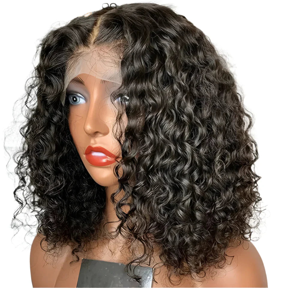 180% Density Deep Wave Bob Wig | Transparent Lace Front Human Hair