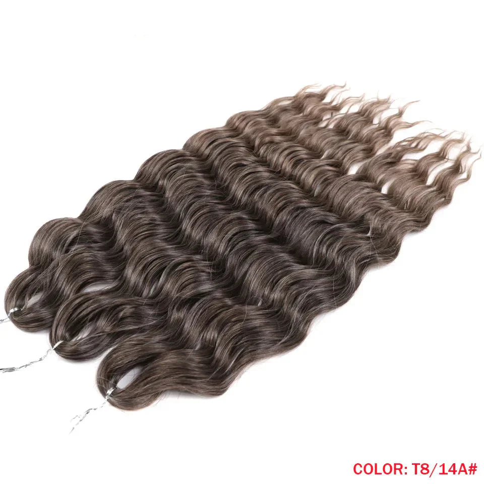 24" Orange Twist Crochet Hair | Synthetic Deep Wave Braiding Hair Extensions | Water Wave Hair | Heat Resistant Fiber | 60 Strands/Pack