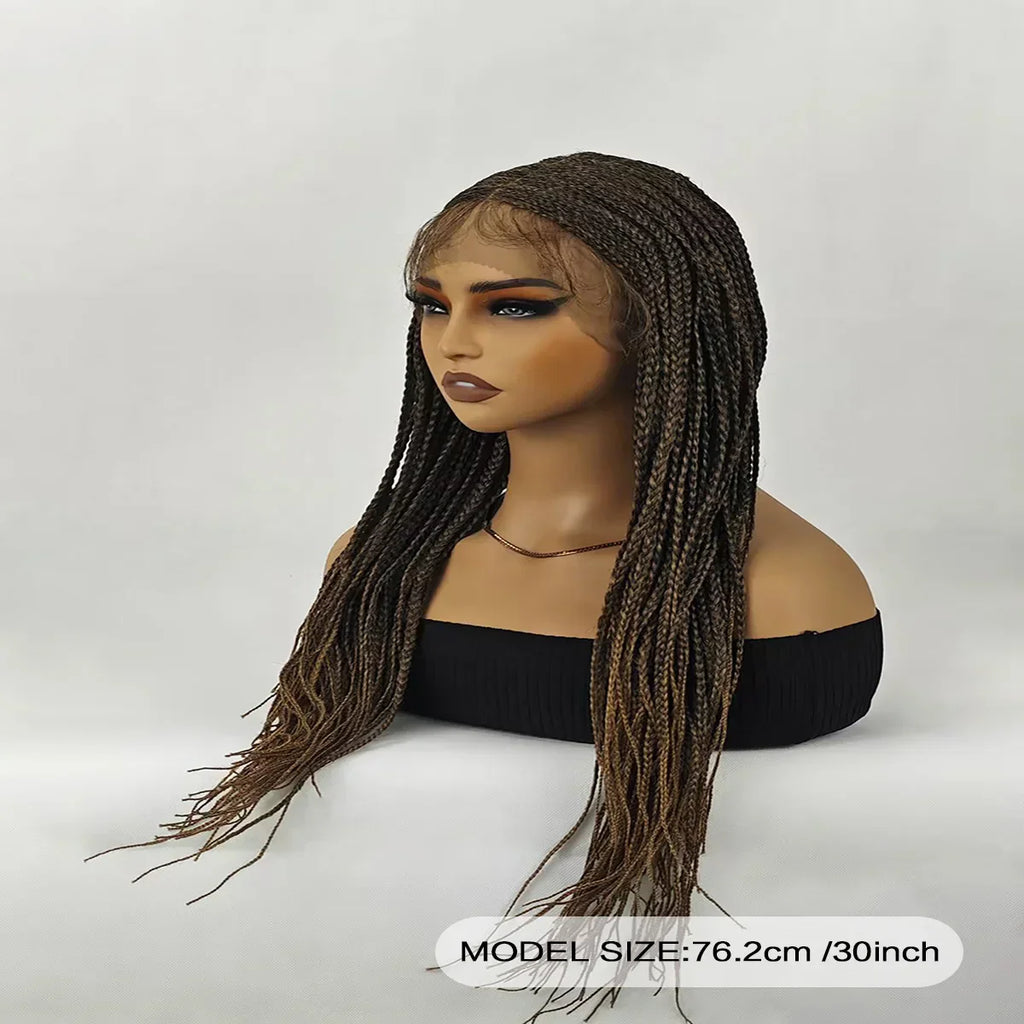 30 Inch Knotless Box Braids Wig | Full Lace Front | Deep Wave | Lightweight | For Black Women