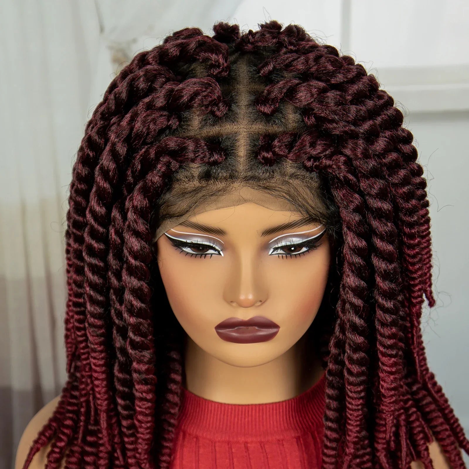 16" Twist Knotless Braids Wig | HD Full Lace | Baby Hair | Natural Look
