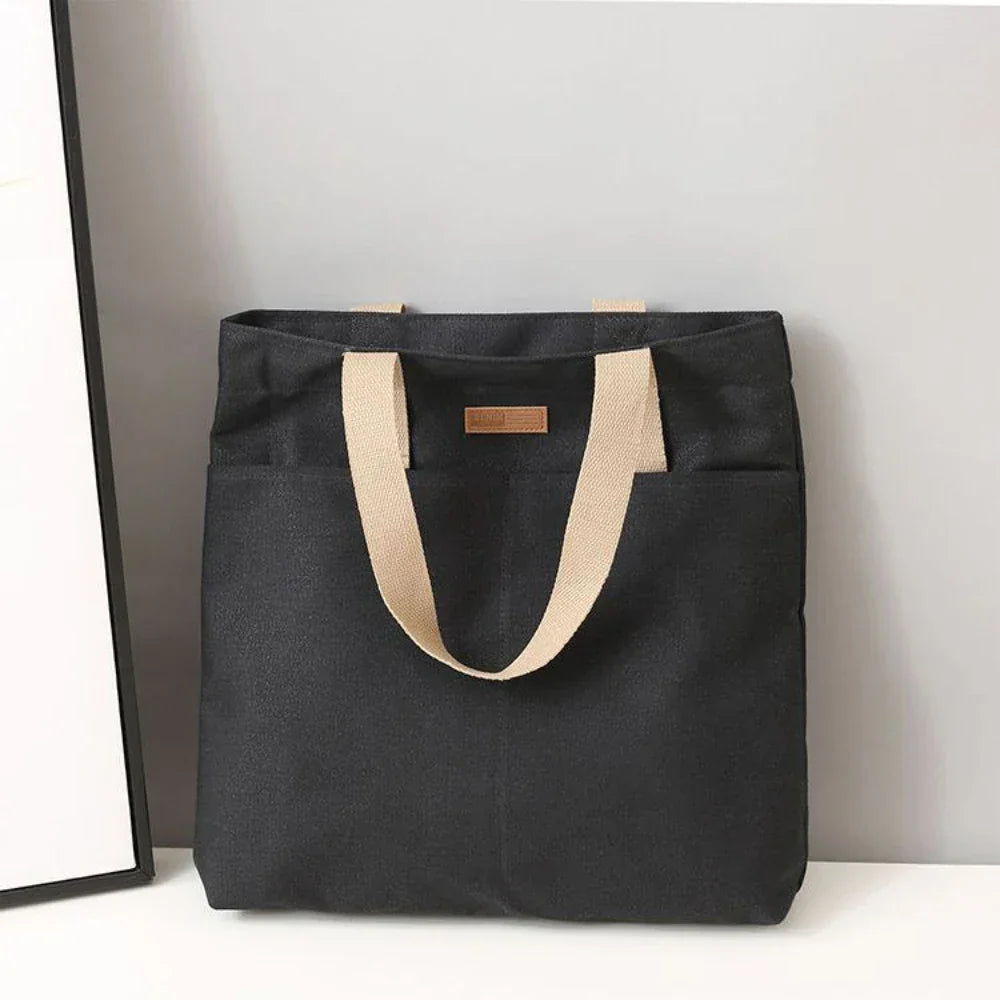 1Pc Women's Tote Bag Canvas Sewing Thread | Large Capacity Advanced Sense Handbag & Convenient Practical Female Commuter Bag