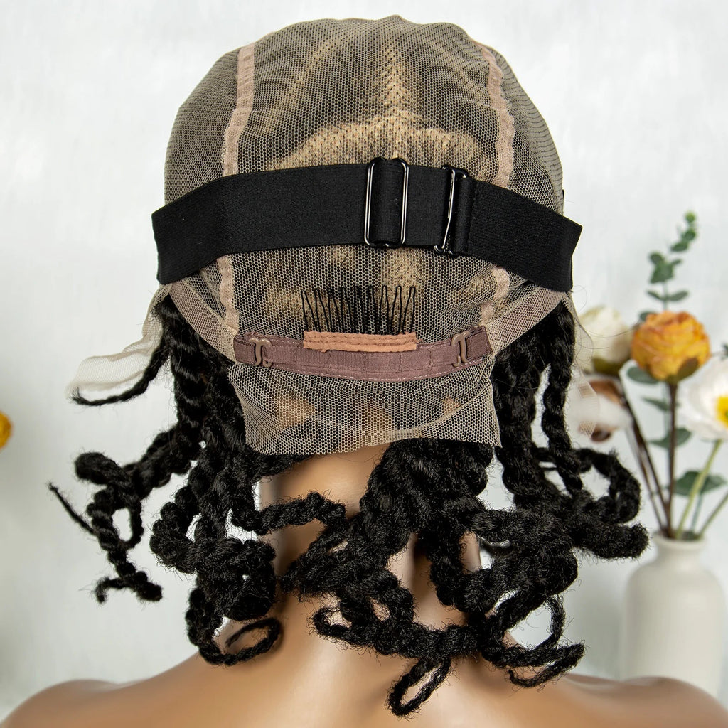 12" Short Box Braided Full Lace Wig | Crochet Braids | Baby Hair | Synthetic Braiding Wig