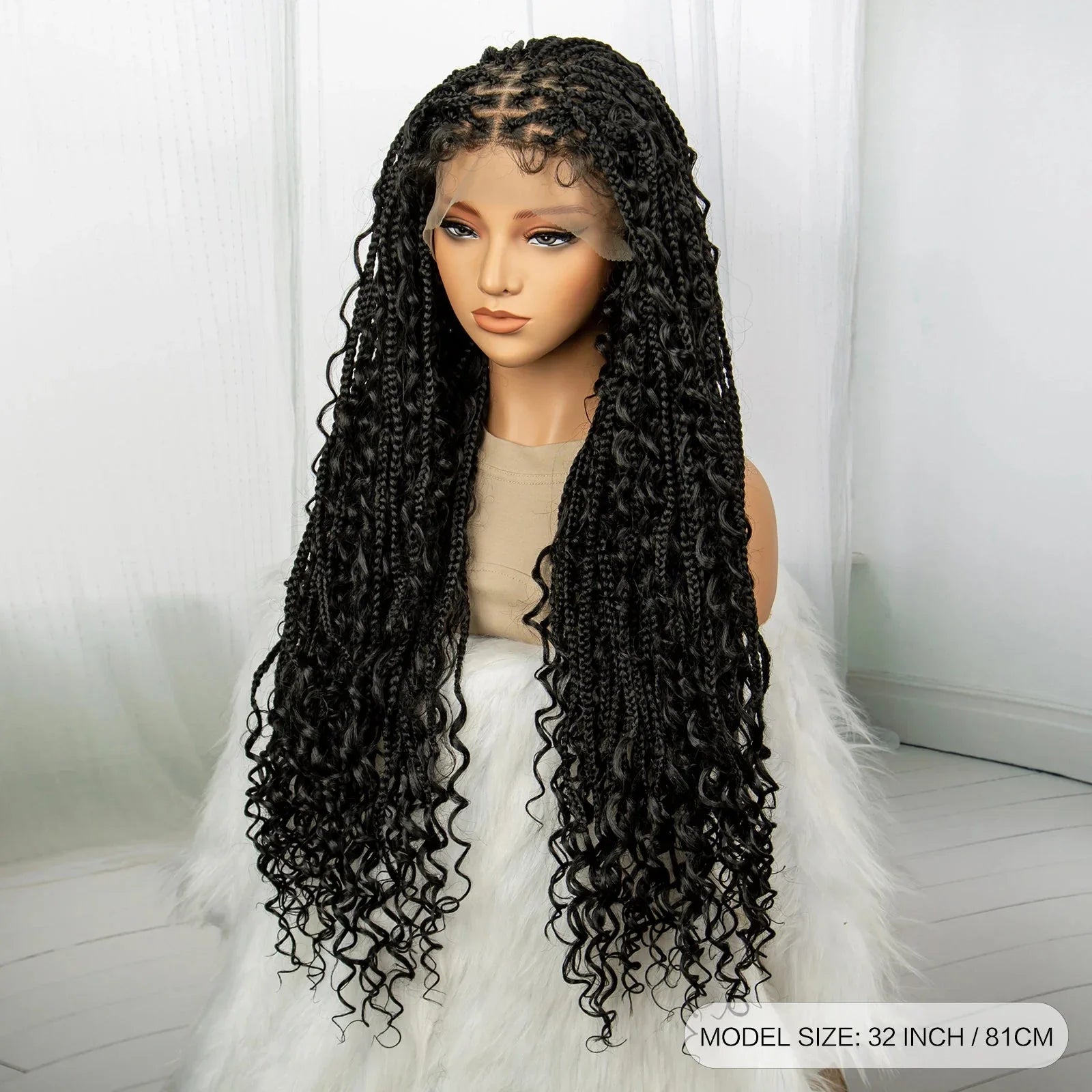 32" Boho Knotless Box Braids Wig | Lace Front | Baby Hair | Black Women