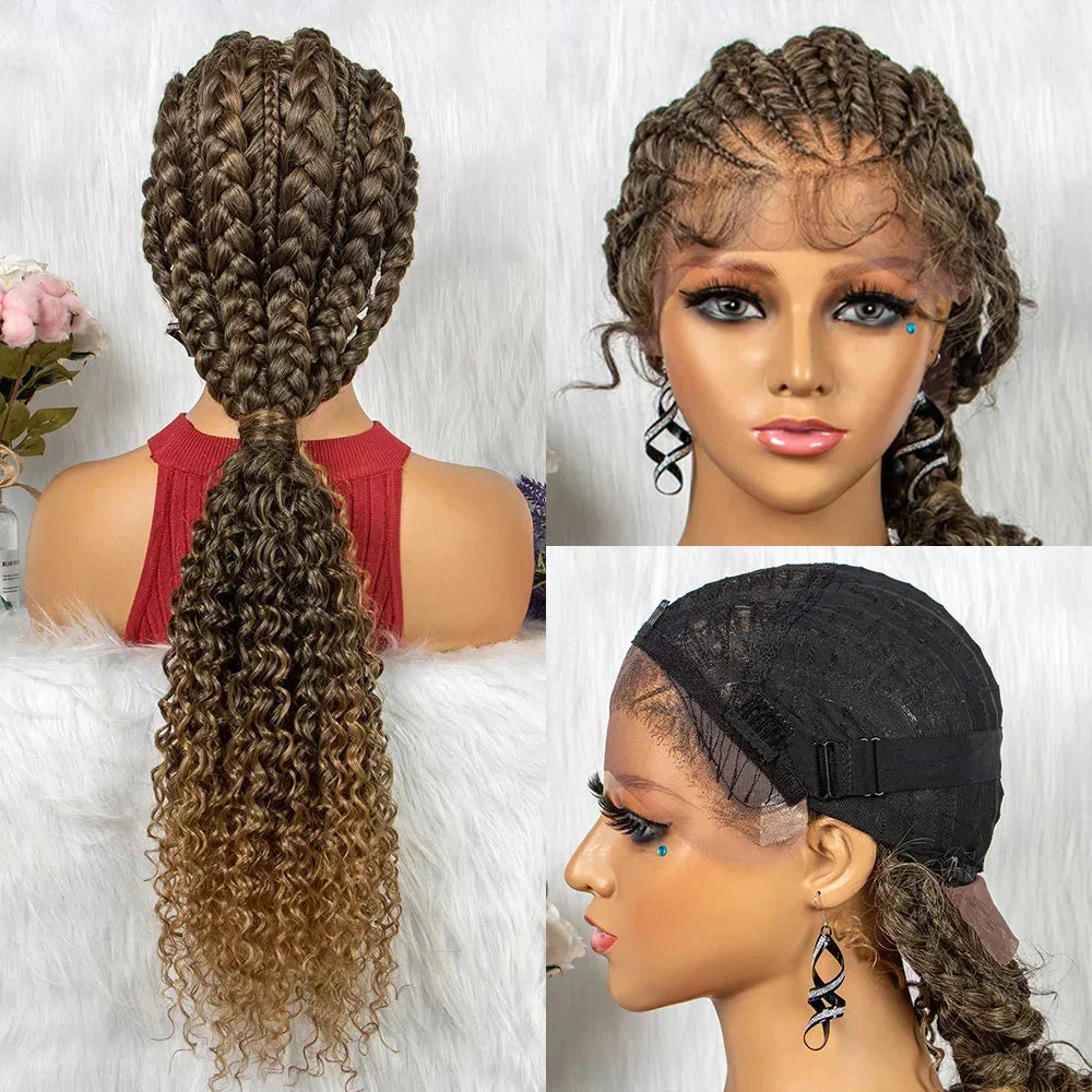 28" Double Dutch Cornrow Braided Lace Front Wig | Twist Braids | Baby Hair | Synthetic Wig