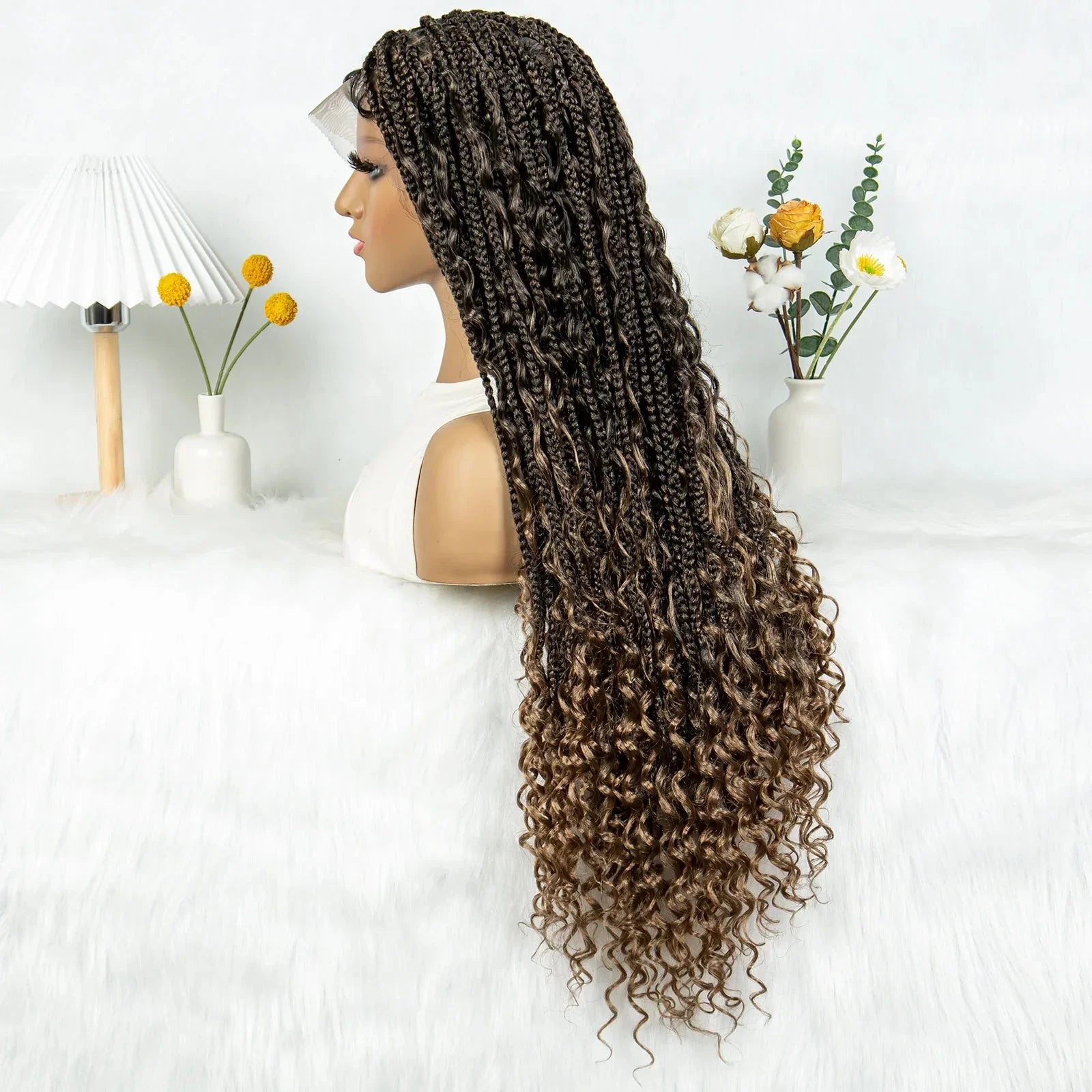 32" Natural Boho Knotless Braids Wig | HD Lace Front | Baby Hair | Synthetic