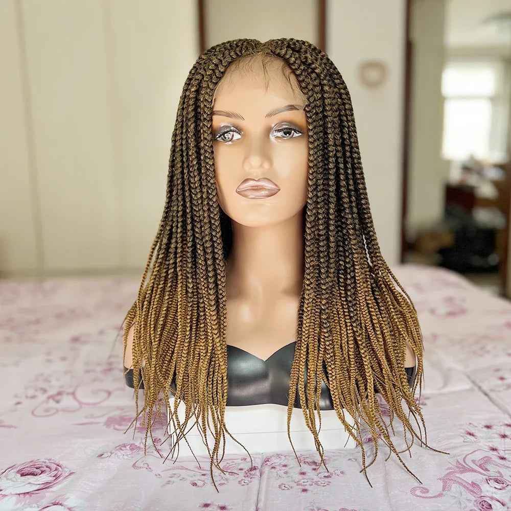20-30 Inch Ombre Box Braids Wig | Lace Front | Short Braided Wigs for Black Women | High-Temperature Fiber