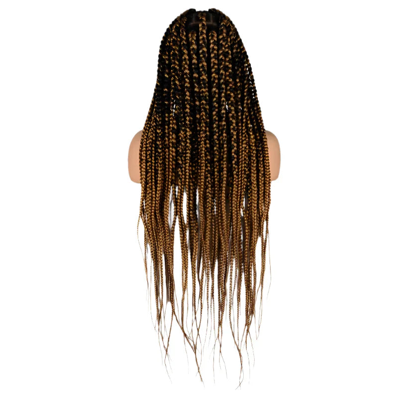 36" Knotless Large Square Box Braids Wig | Full Lace Frontal | Baby Hair | Kanekalon Hair