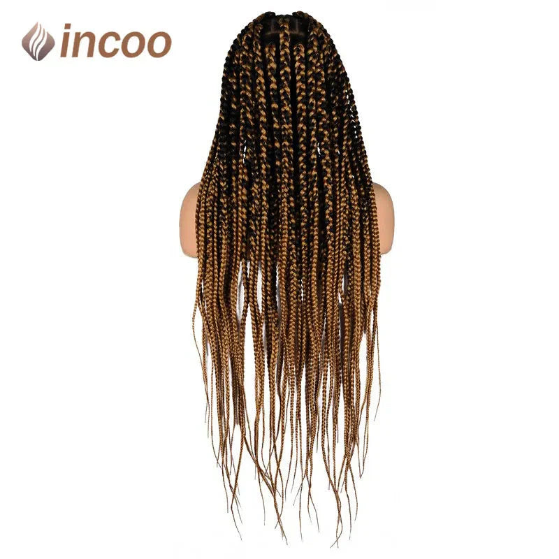 36" Knotless Square Box Braids Wig | Full Lace Frontal | Baby Hair | Afro Women