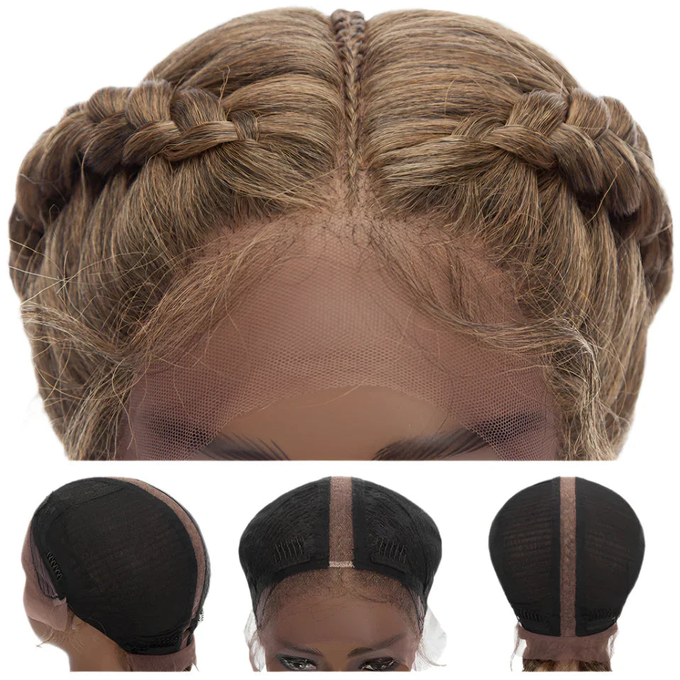 26" Dutch Braids Lace Front Wig | My-Lady Cornrow Afro Wig | Synthetic African Braided Wig | Wavy Texture