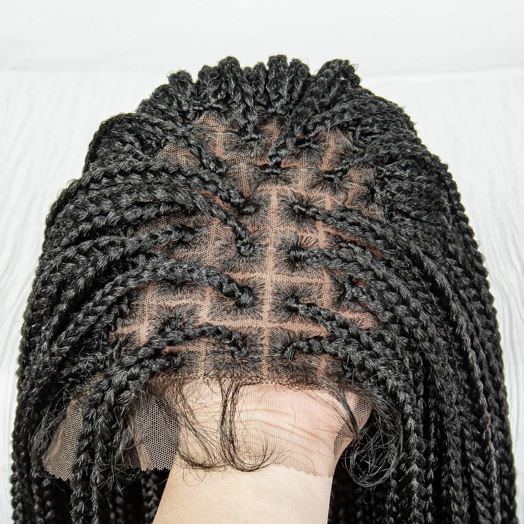 36" Water Wave Braided Wig | Lace Front | Baby Hair | Long Braids