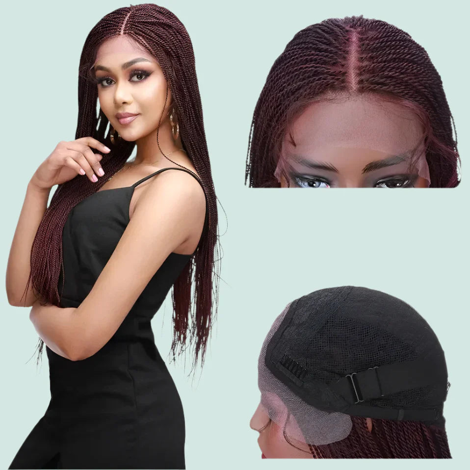30" Senegalese Twist Braided Lace Front Wig | Knotless Braids | Synthetic Hair for Black Women