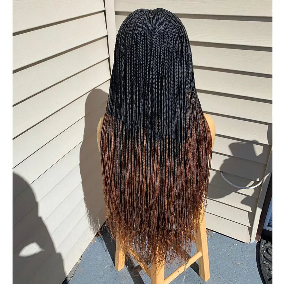 28" Platinum Grey Box Braided Wig | Full Lace | Kanekalon Synthetic Hair | Choose Lace Color