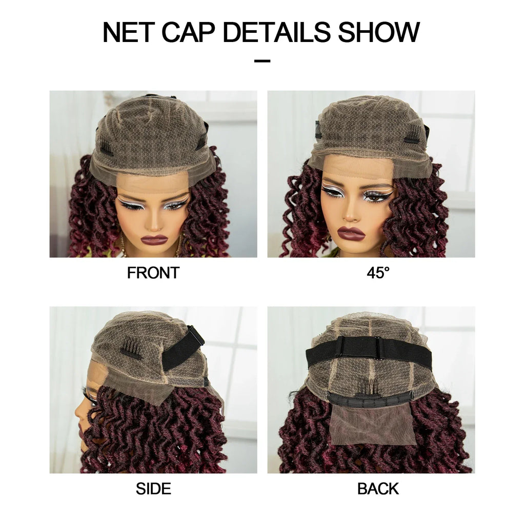 99J Burgundy Faux Locs Full Lace Wig | Baby Hair | Transparent Lace Front | Crochet Braids | Black Women