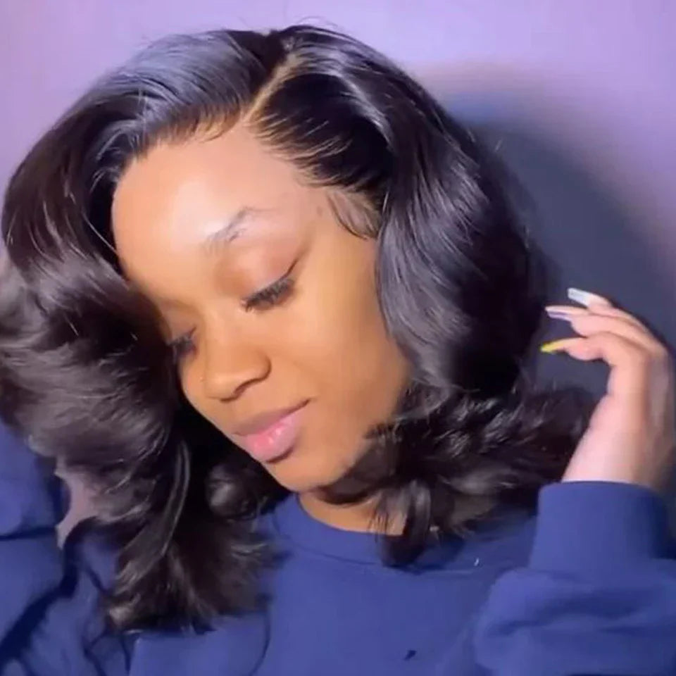 180D Body Wave Human Hair Wig | 13x5x1 Lace Part Bob & Frontal Wigs (Brazilian Remy)