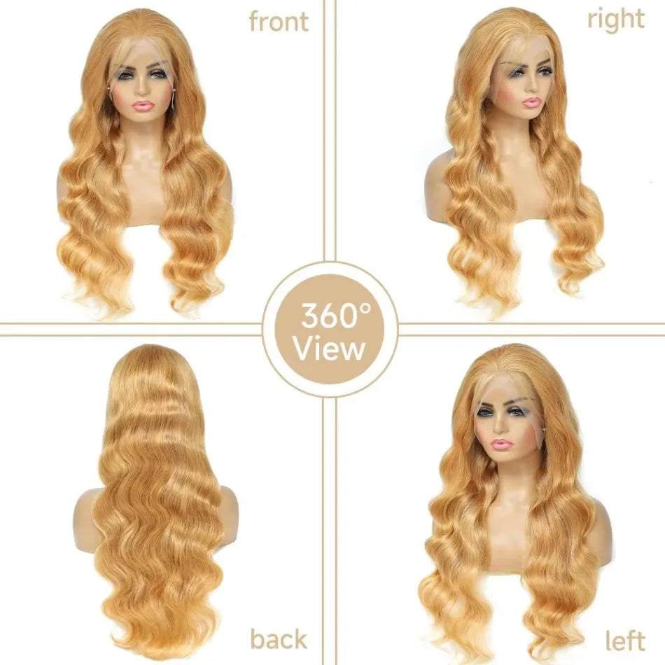 #27 Honey Blonde Body Wave Human Hair Wig | 200% Density 13x6 HD Transparent Lace Frontal & 13x4 Lace Frontal (Pre-Plucked)