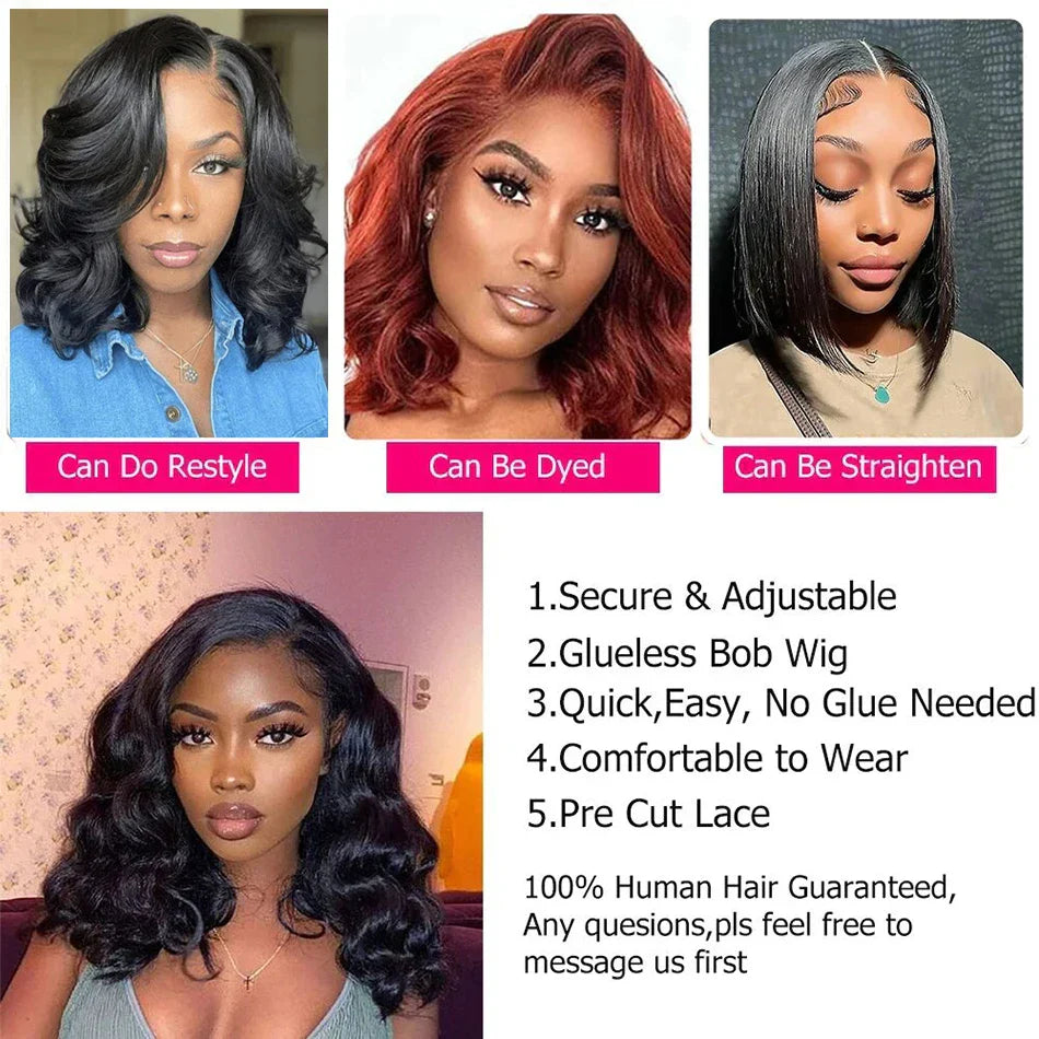 12A Wear & Go Bob Wig | 180% Density Glueless Body Wave Human Hair