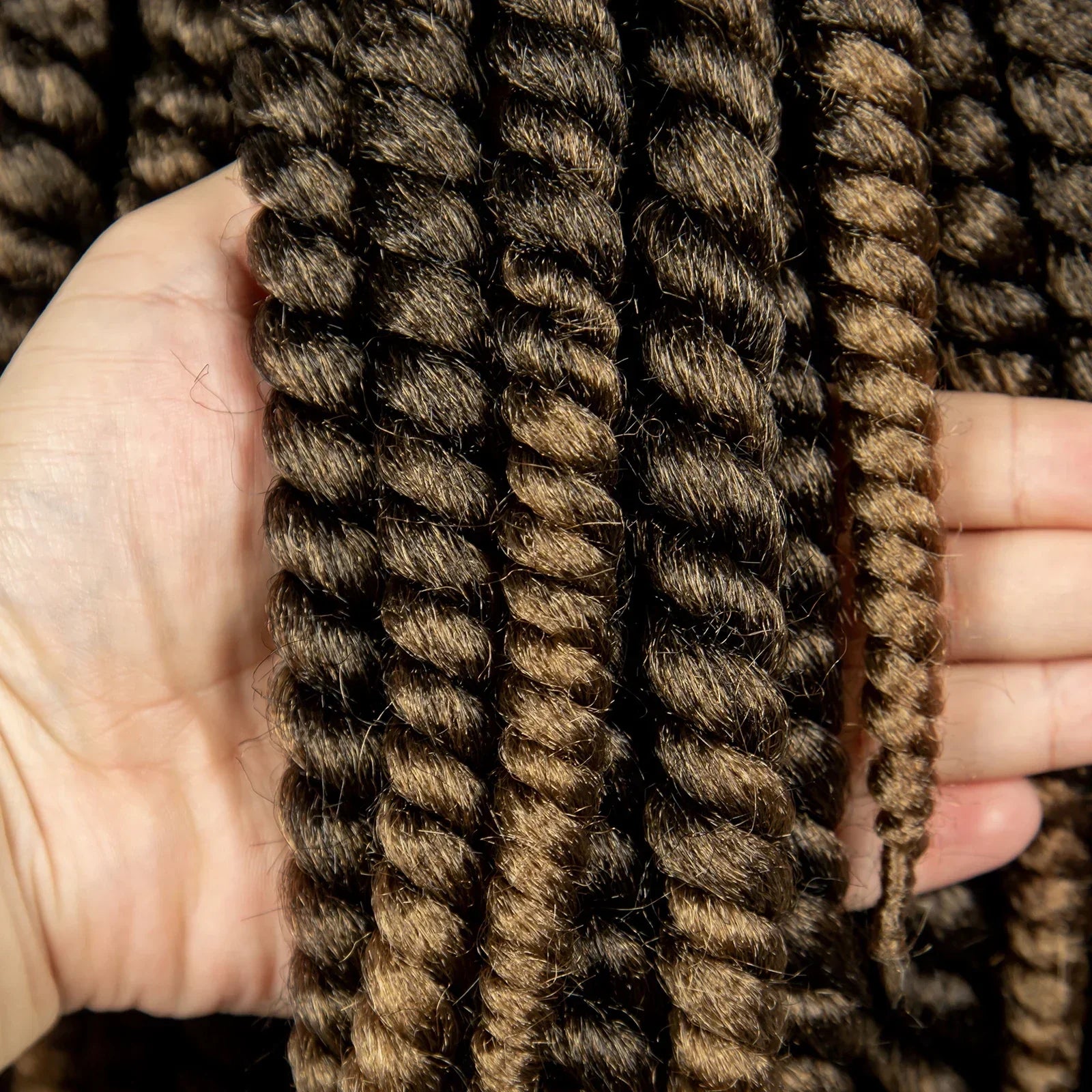 16 Inch Brown Twisted Braided Bob Wig | Full Lace | Kanekalon Fiber | For Black Women