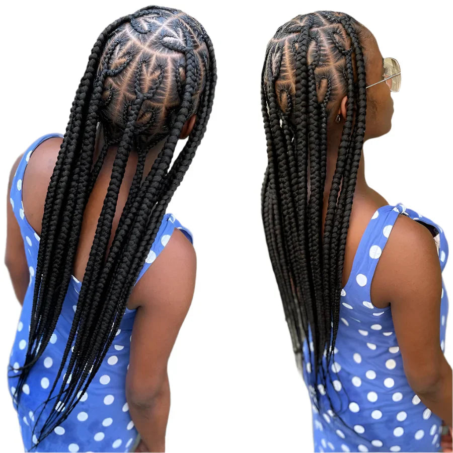 36" Heart Box Braids Lace Wig | Full Lace Cornrow Braids | Synthetic Braided Wig for Black Women | Clearance