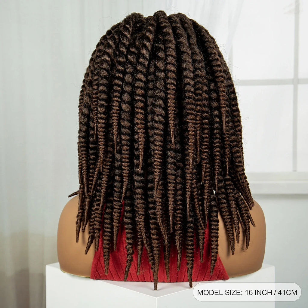 16" Twist Knotless Braids Wig | HD Full Lace | Baby Hair | Natural Look