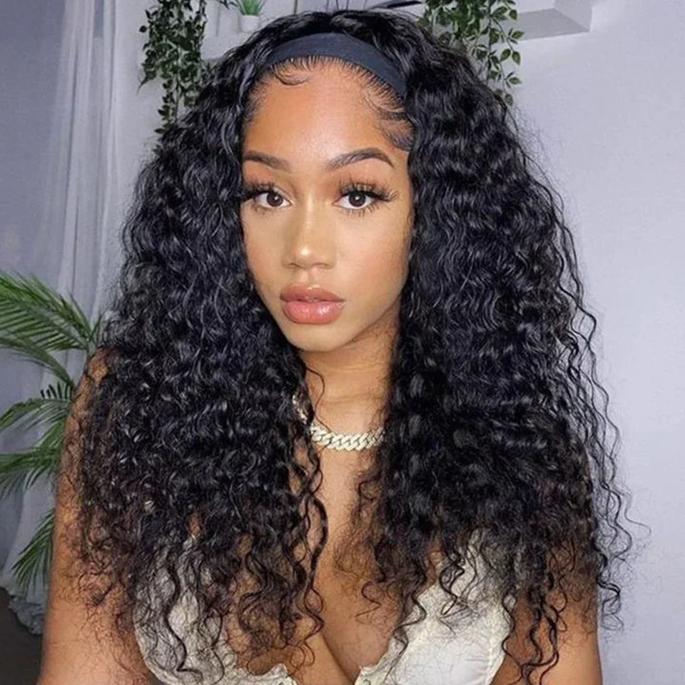 250% Density Kinky Jerry Curly Headband Wig | Glueless Indian Human Hair