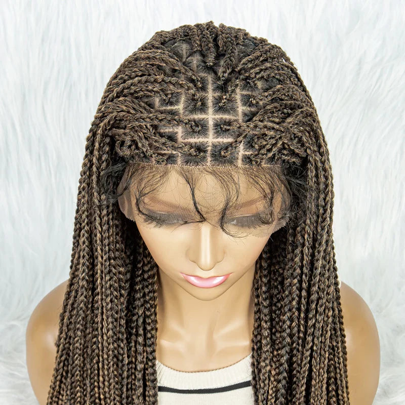 36" Knotless Braids Wig with Curly Ends | Lace Front | Synthetic Hair | Black Women