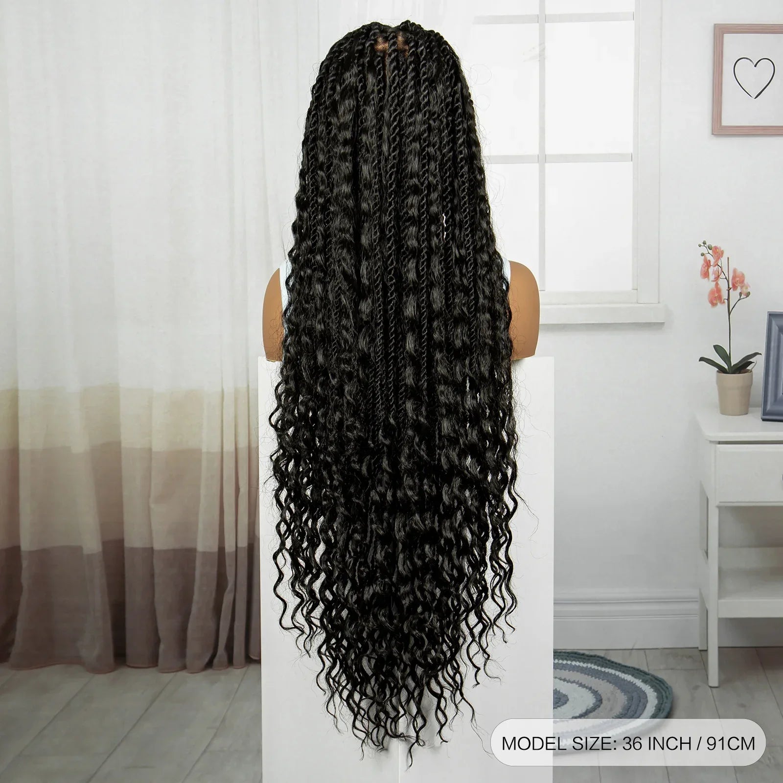 36" Boho Knotless Box Braids Wig | Natural HD Full Lace | Baby Hair