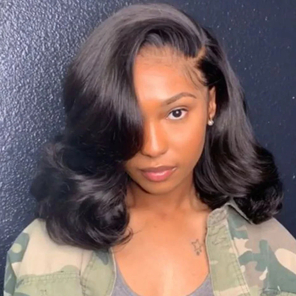 180D Body Wave Human Hair Wig | 13x5x1 Lace Part Bob & Frontal Wigs (Brazilian Remy)
