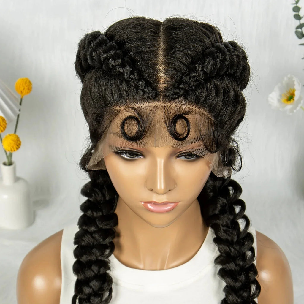 36" Twisted Braids Lace Front Wig | 13x1 | Senegalese Twist | Baby Hair | Handmade Synthetic Braids