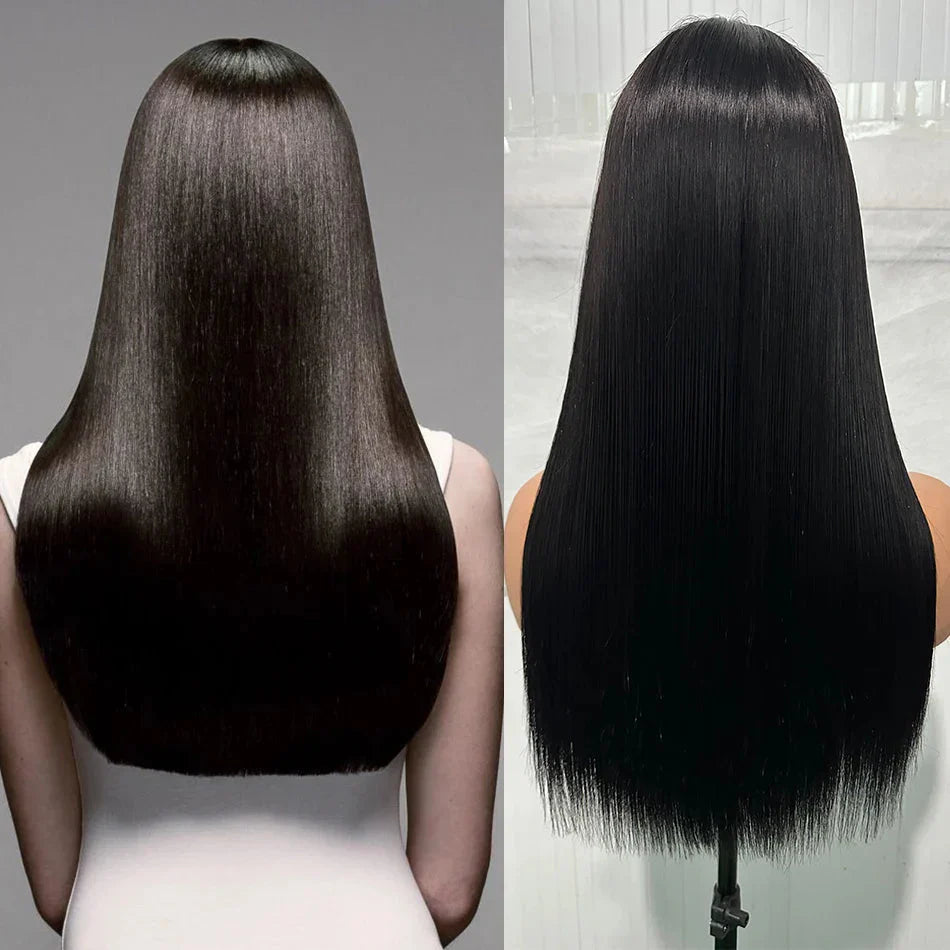 100% Unprocessed | Remy Human Hair | Bone Silky Straight | Indian Hair Closure Wig | Wear And Go | Glueless