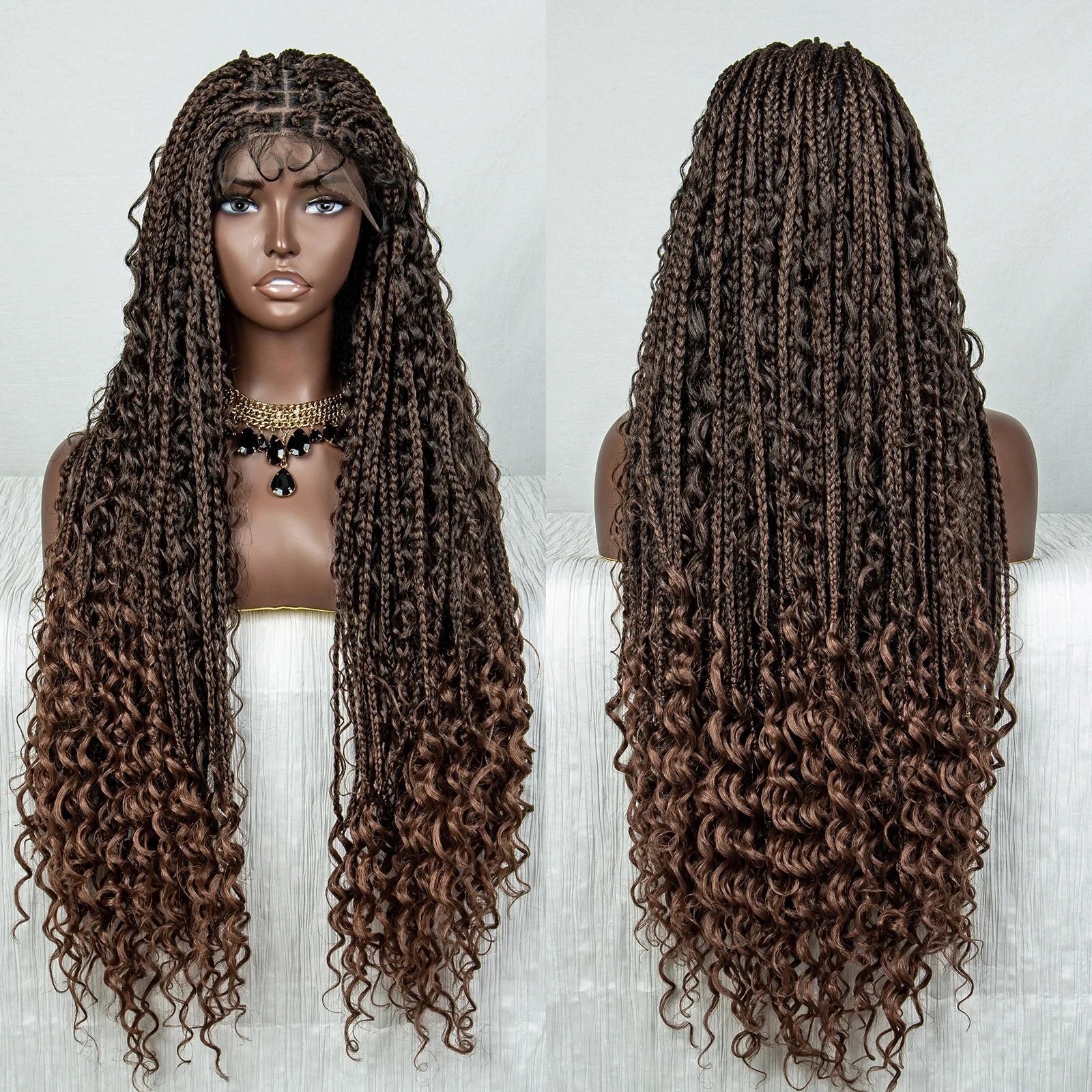 32" Knotless Braids Wig with Baby Hair | Transparent Lace Front