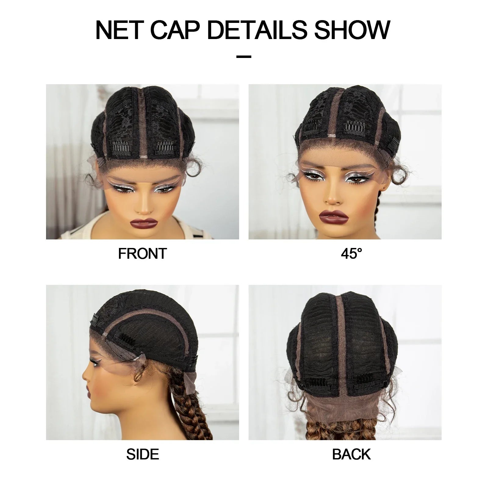 36" Natural Cornrow Braids Wig | Lace Front | Baby Hair | Long Braids