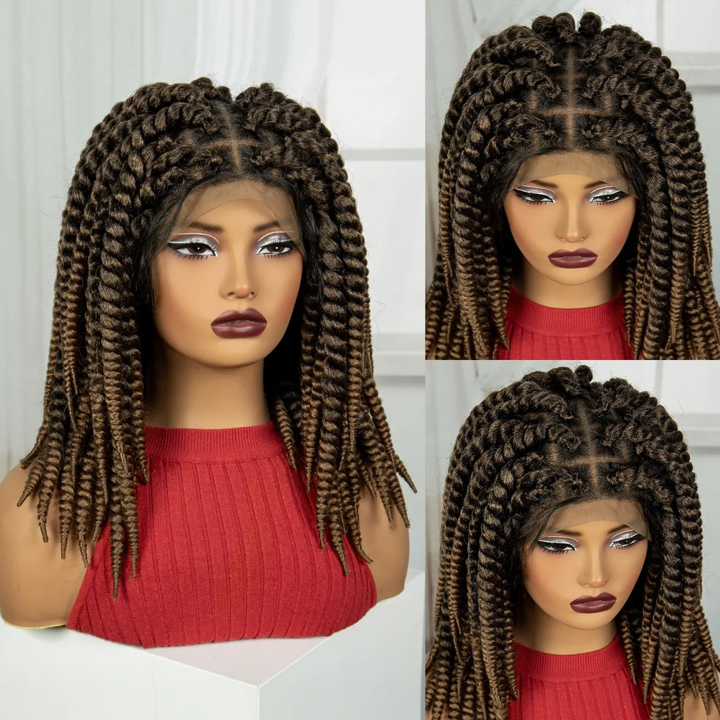 16" Knotless Box Twist Braided Wig | HD Full Lace | Natural Lace Front | Baby Hair | Synthetic Hair