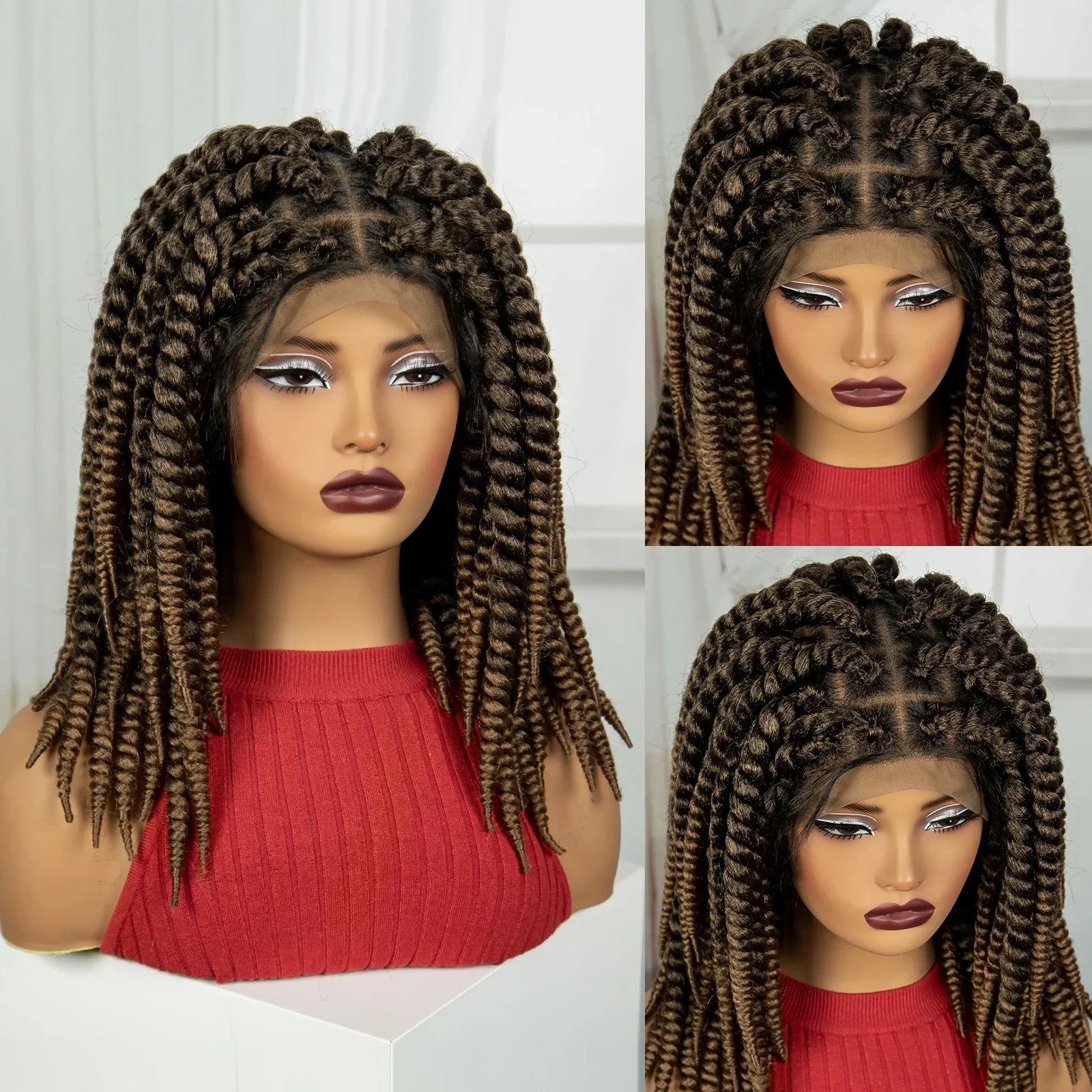 16" Twist Knotless Braids Wig | HD Full Lace | Baby Hair | Natural Look