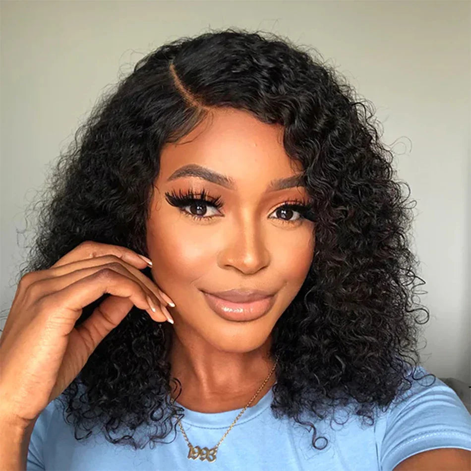 12A Kinky Curly Bob Wig | Glueless 13x4 Lace Frontal Wig | Brazilian Remy Hair