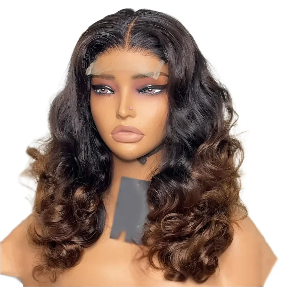 250% Density Ombre Blonde 1B/4 Brazilian Loose Wave 13x4 HD Transparent Lace Frontal Wig - Glueless