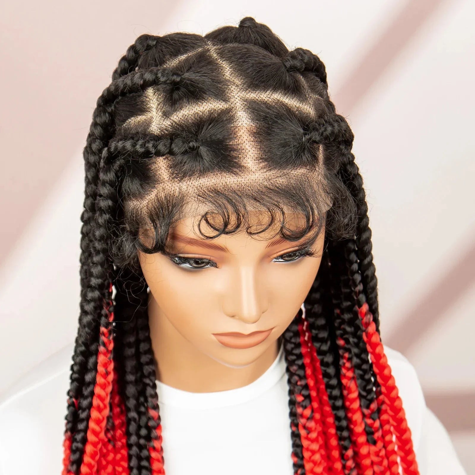 36" Purple Knotless Box Braids Wig | Transparent Full Lace | Baby Hair | Synthetic