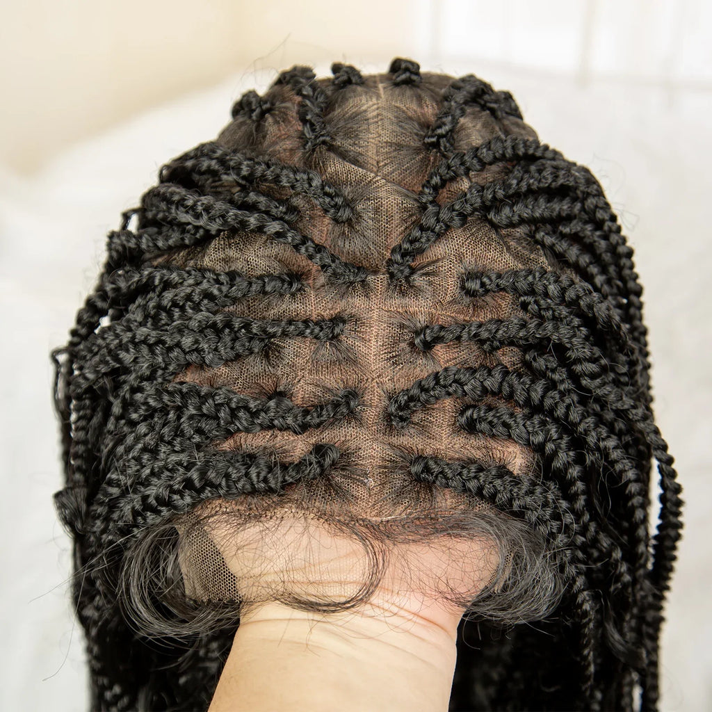 32 Inch Senegalese Twist Braided Wig - Knotless - Full Lace - Synthetic - with Baby Hair