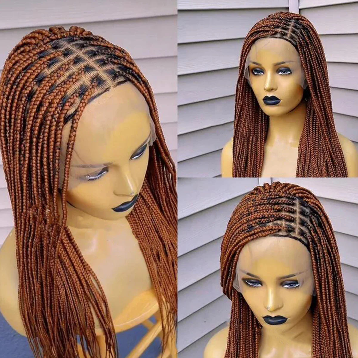 28" Platinum Grey Box Braided Wig | Full Lace | Kanekalon Synthetic Hair | Choose Lace Color