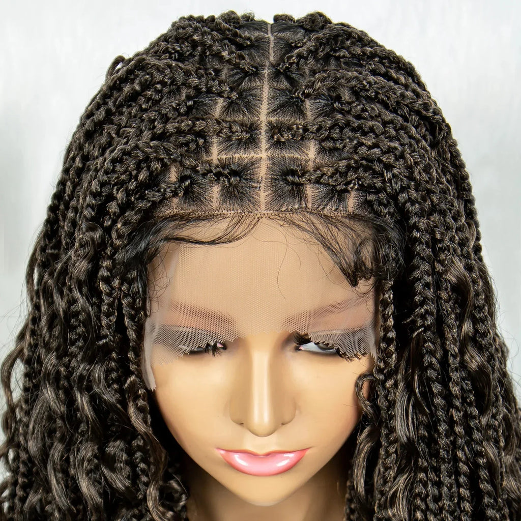 32" Natural Boho Knotless Braids Wig | HD Lace Front | Baby Hair | Synthetic