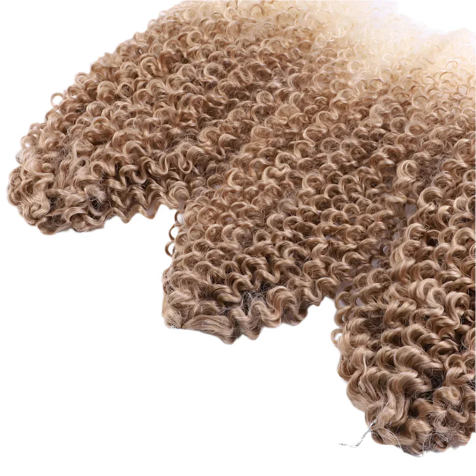 200g 3-Pack Ombre Brown Afro Kinky Curly Crochet Hair | 18 Inch | Passion Twist Extensions